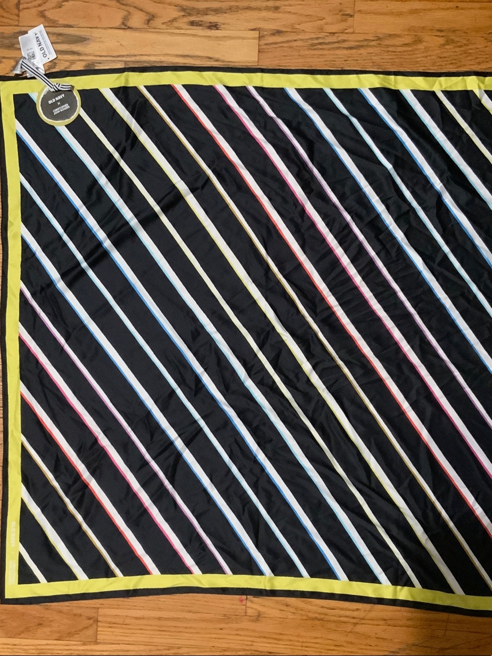 Christopher John Rogers Black/Green Stripe Scarf